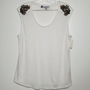 Jennifer Lopez JLO Linen Blend Sleeveless Top